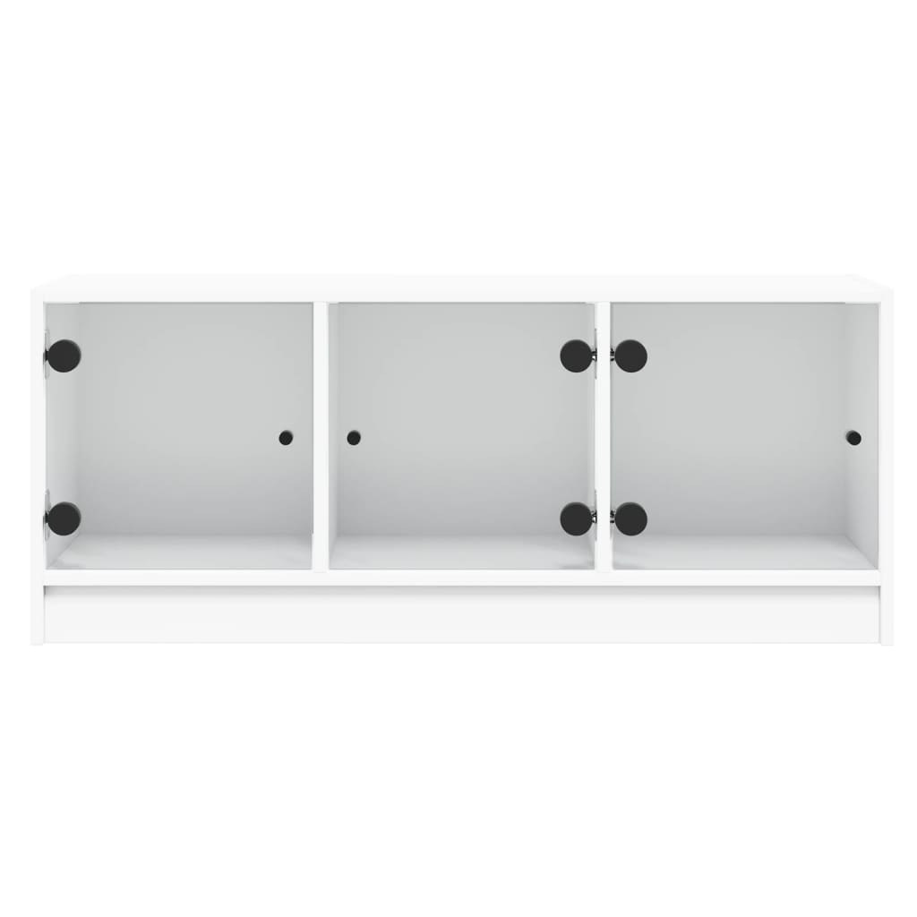 Meuble TV avec portes en verre blanc 102x37x42 cm - XIOS