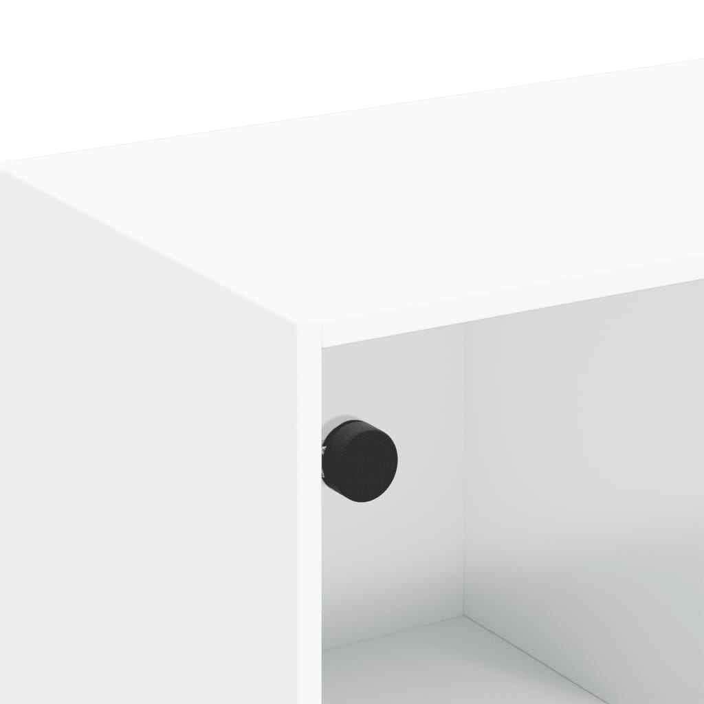 Meuble TV avec portes en verre blanc 102x37x42 cm - XIOS
