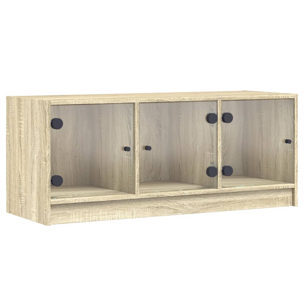 Meuble TV avec portes en verre chêne sonoma 102x37x42 cm - XIOS