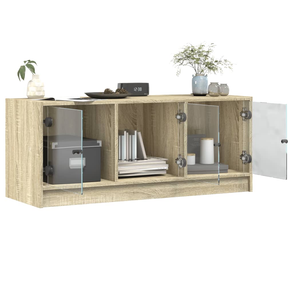 Meuble TV avec portes en verre chêne sonoma 102x37x42 cm - XIOS
