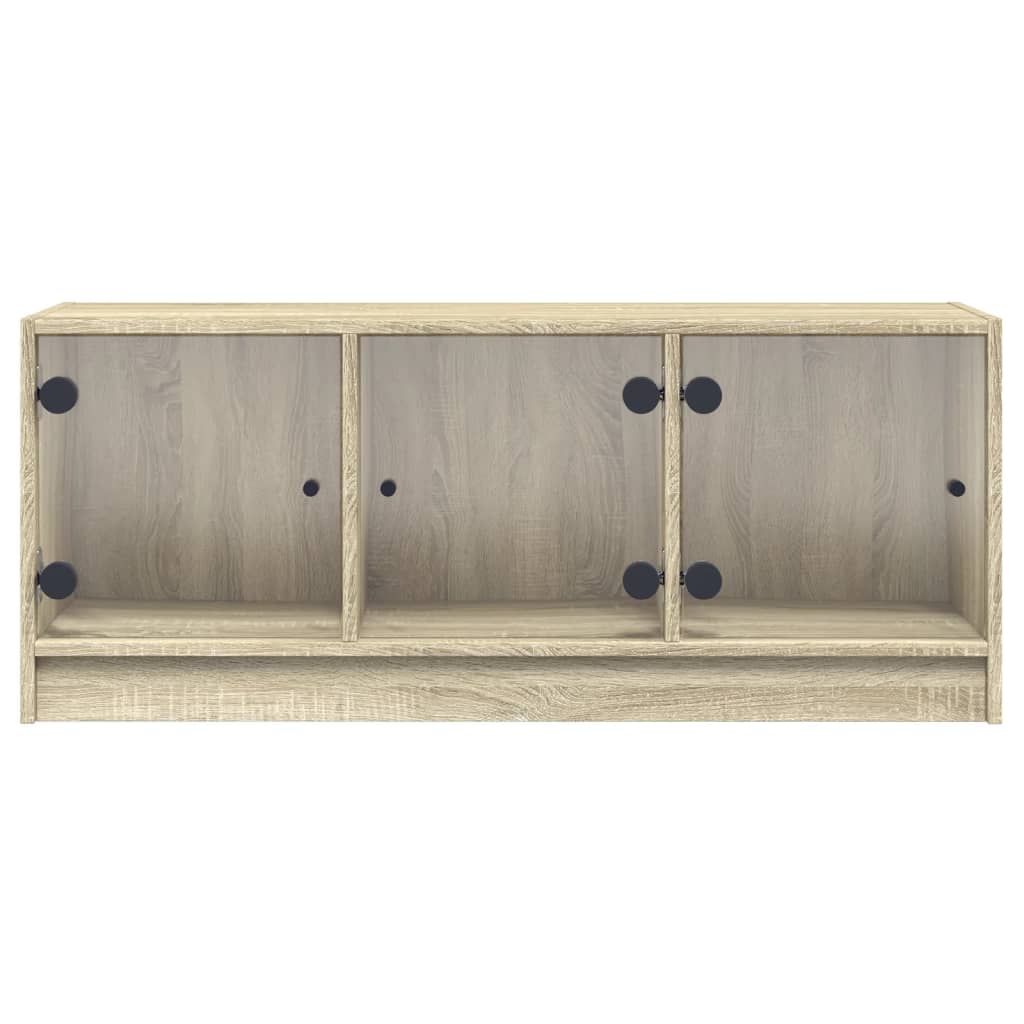 Meuble TV avec portes en verre chêne sonoma 102x37x42 cm - XIOS