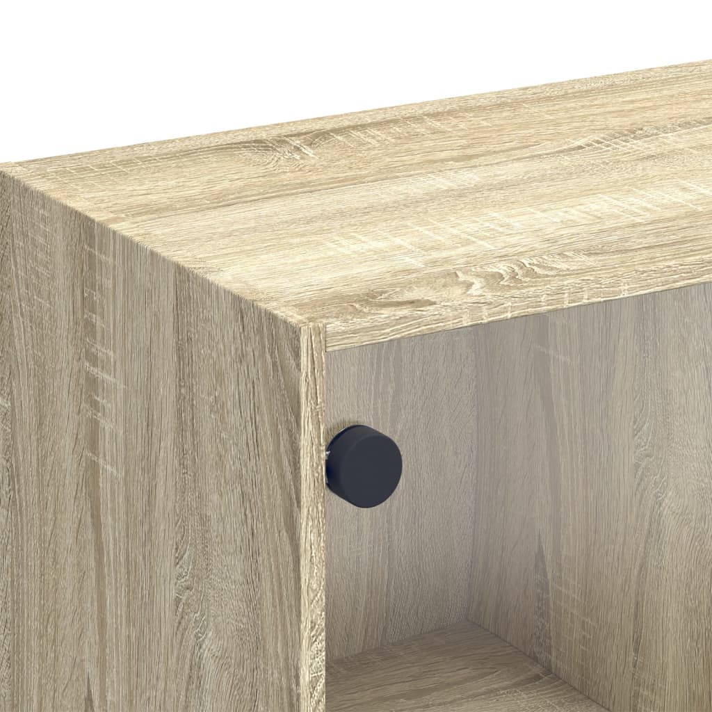 Meuble TV avec portes en verre chêne sonoma 102x37x42 cm - XIOS