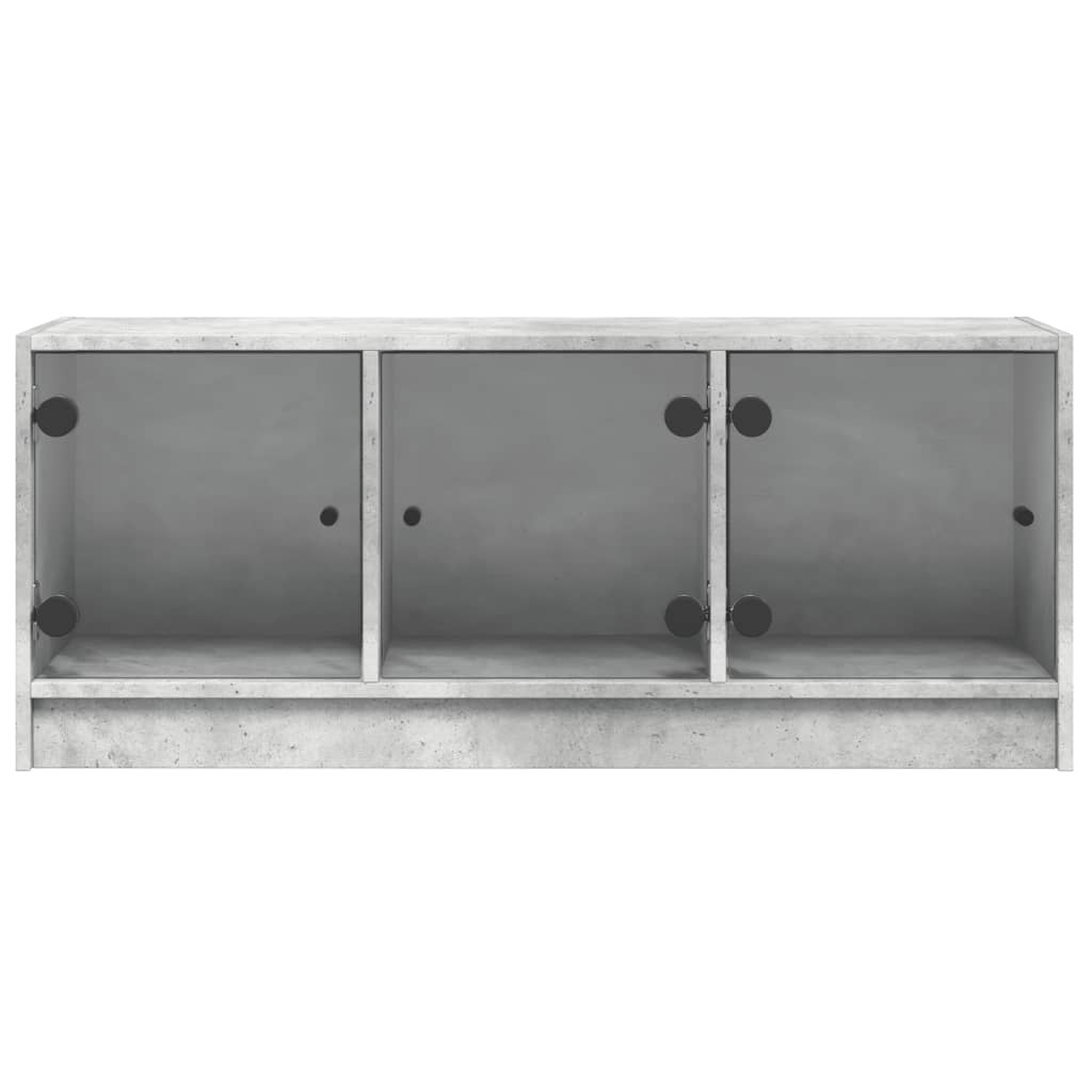 Meuble TV avec portes en verre gris béton 102x37x42 cm - XIOS
