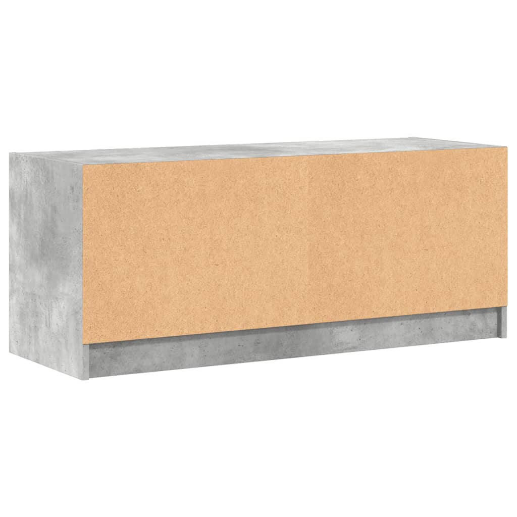 Meuble TV avec portes en verre gris béton 102x37x42 cm - XIOS