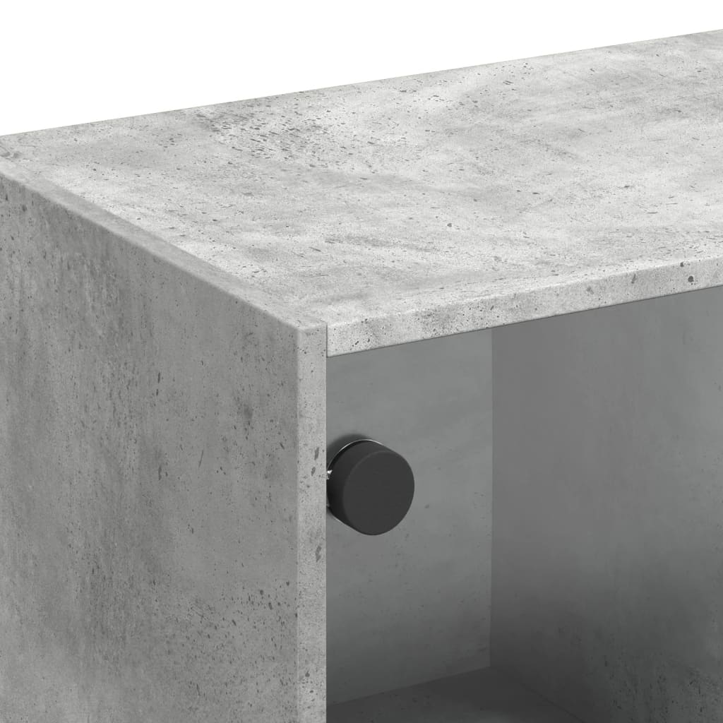 Meuble TV avec portes en verre gris béton 102x37x42 cm - XIOS