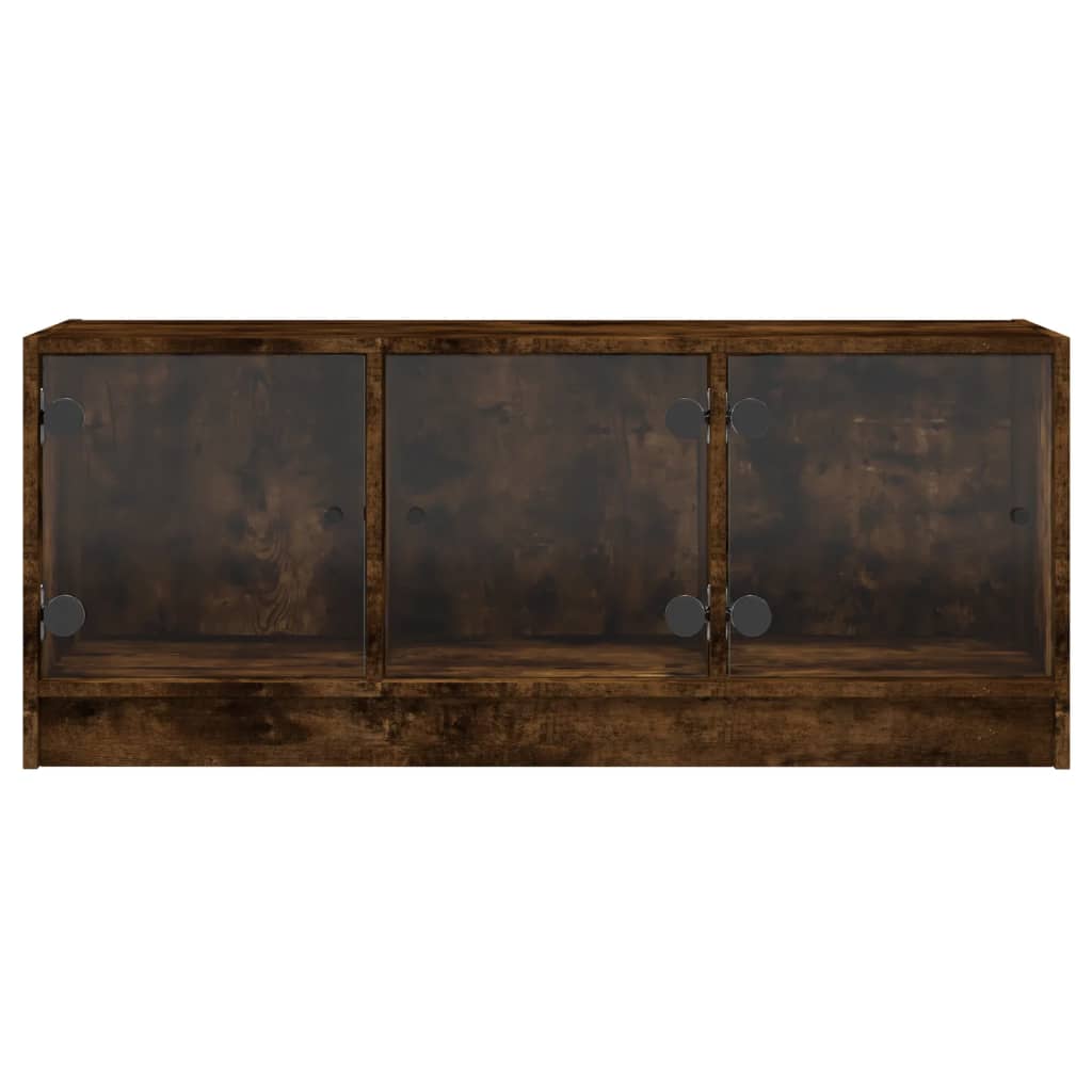 Meuble TV avec portes en verre chêne fumé 102x37x42 cm - XIOS