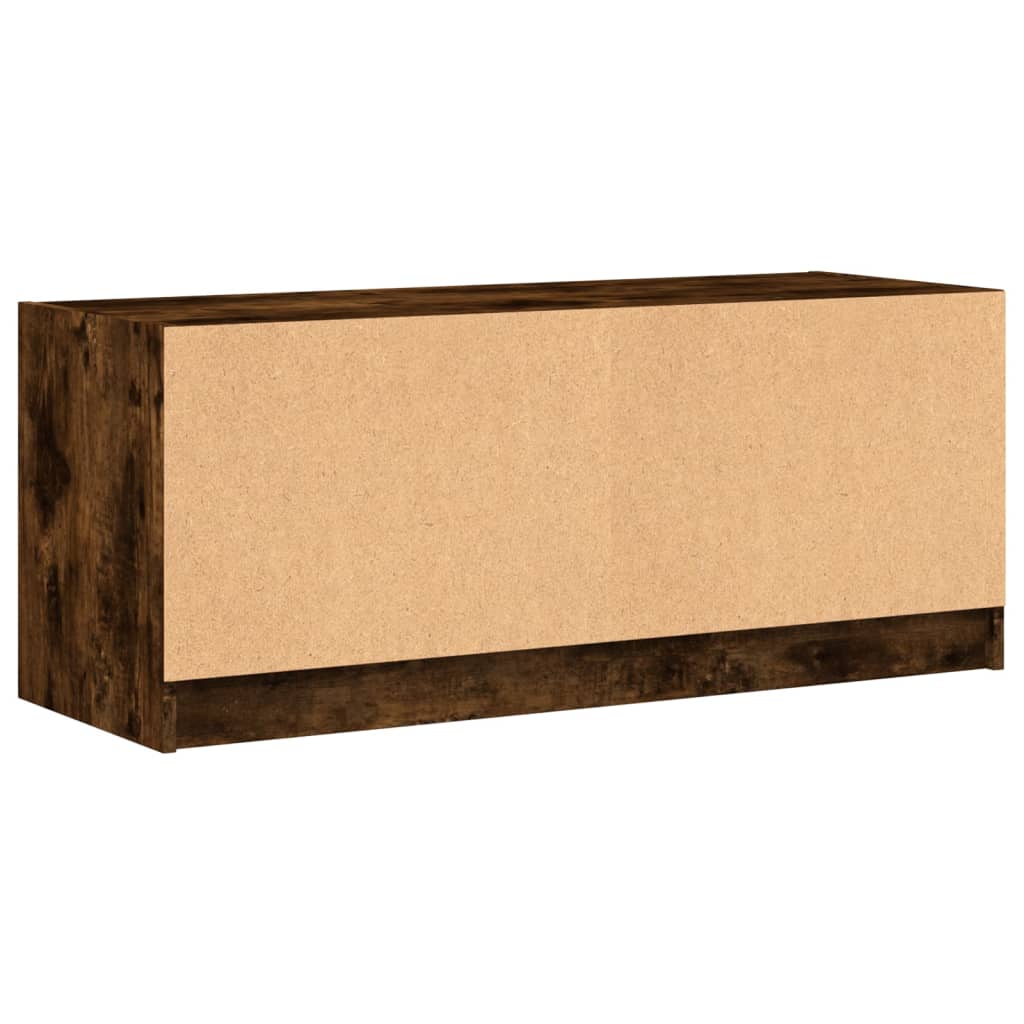 Meuble TV avec portes en verre chêne fumé 102x37x42 cm - XIOS
