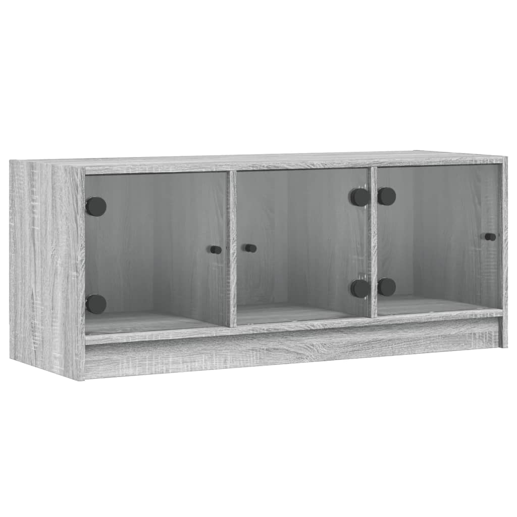 Meuble TV avec portes en verre sonoma gris 102x37x42 cm - XIOS