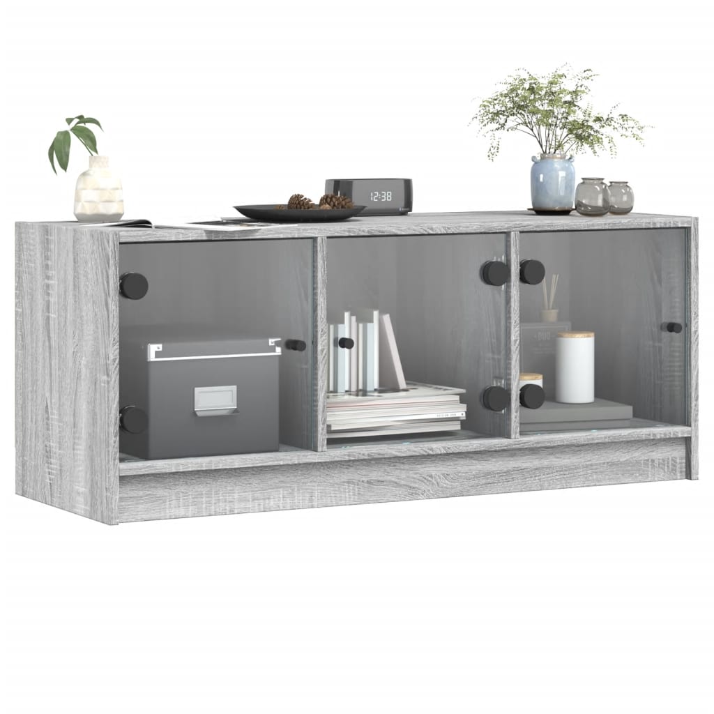 Meuble TV avec portes en verre sonoma gris 102x37x42 cm - XIOS