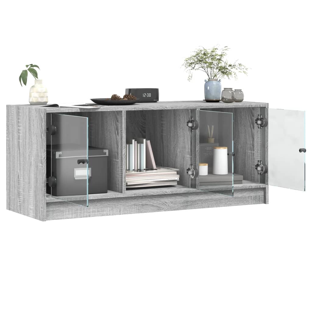 Meuble TV avec portes en verre sonoma gris 102x37x42 cm - XIOS