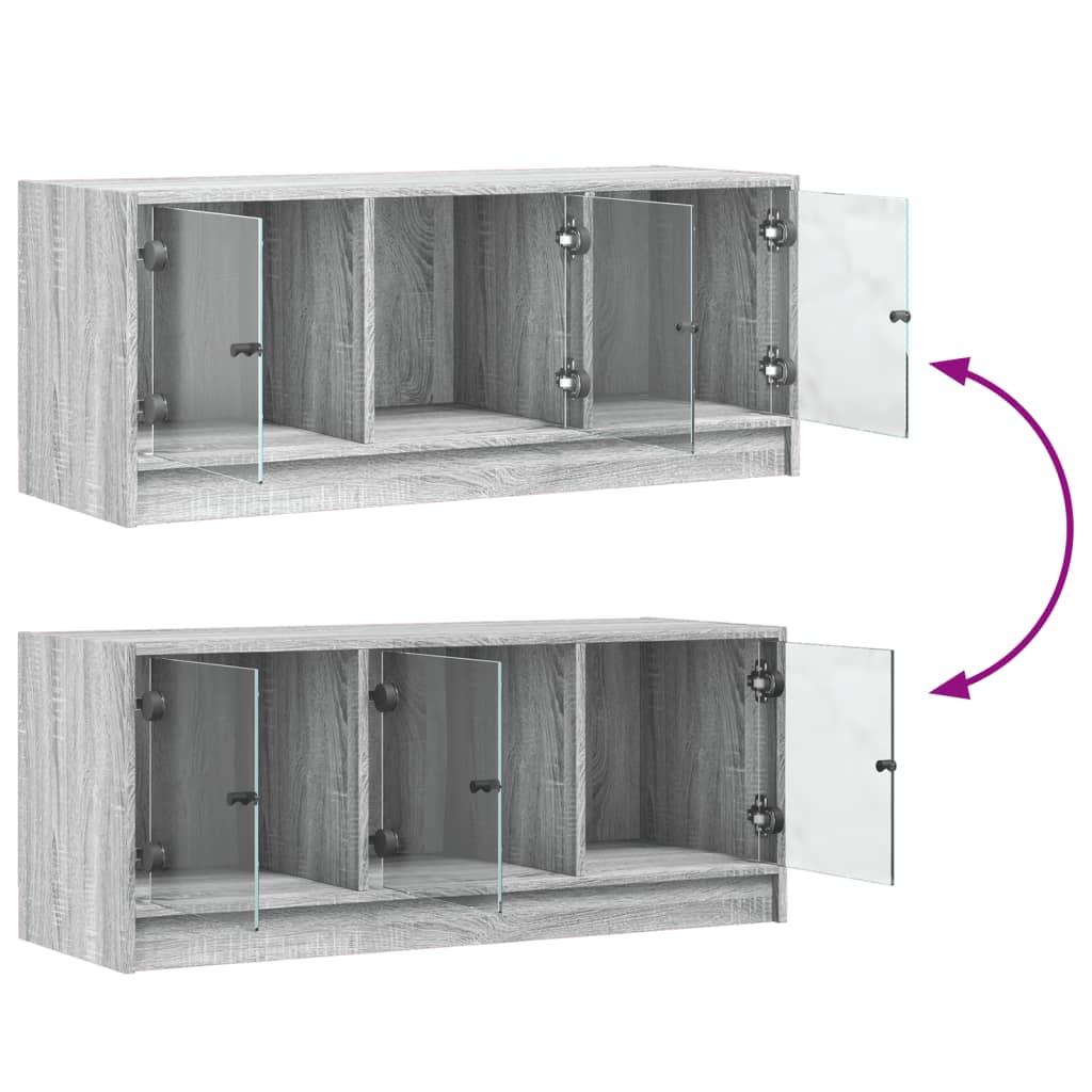 Meuble TV avec portes en verre sonoma gris 102x37x42 cm - XIOS