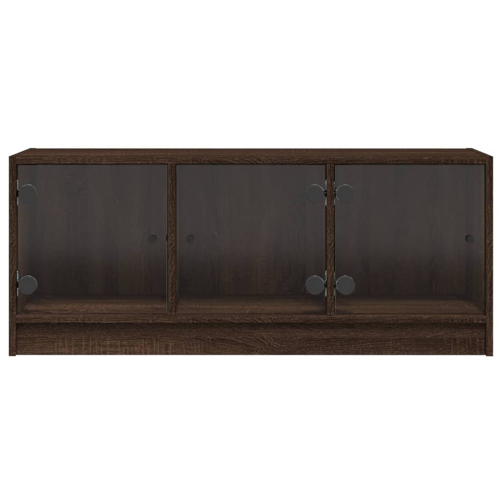 Meuble TV avec portes en verre chêne marron 102x37x42 cm - XIOS