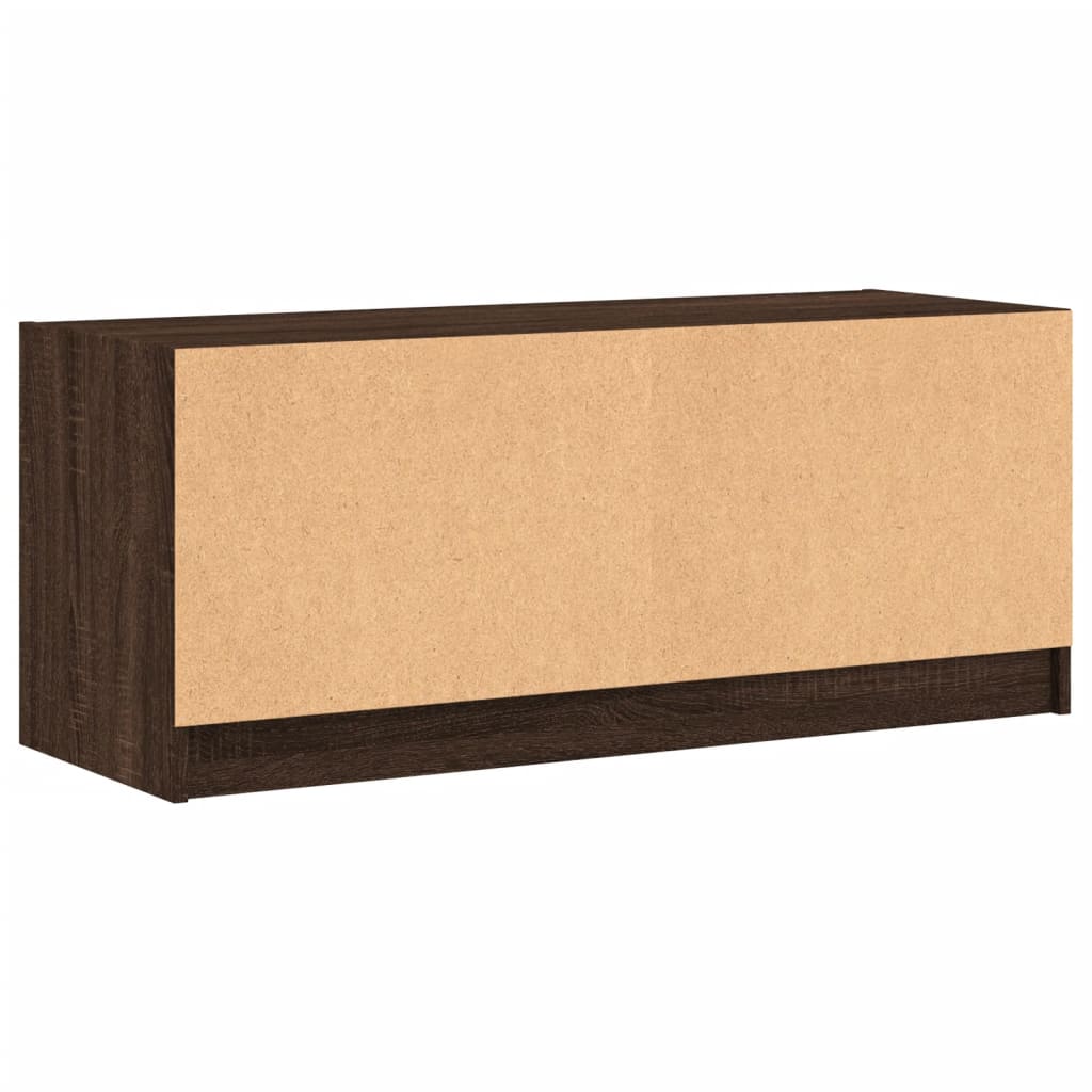 Meuble TV avec portes en verre chêne marron 102x37x42 cm - XIOS