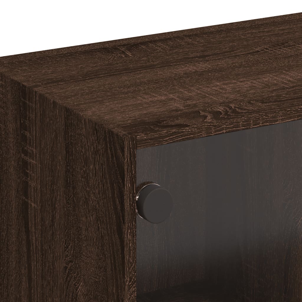 Meuble TV avec portes en verre chêne marron 102x37x42 cm - XIOS
