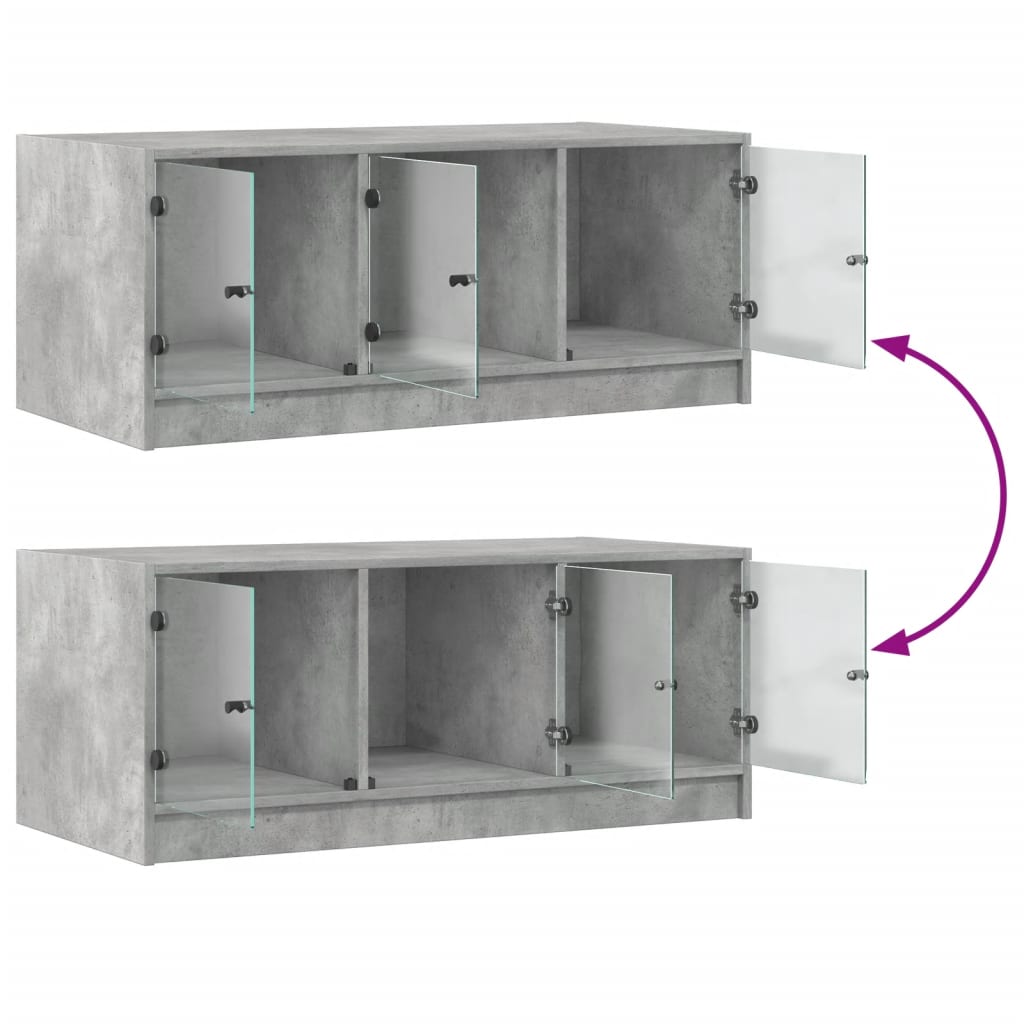 Table basse avec portes en verre gris béton 102x50x42 cm - XIOS