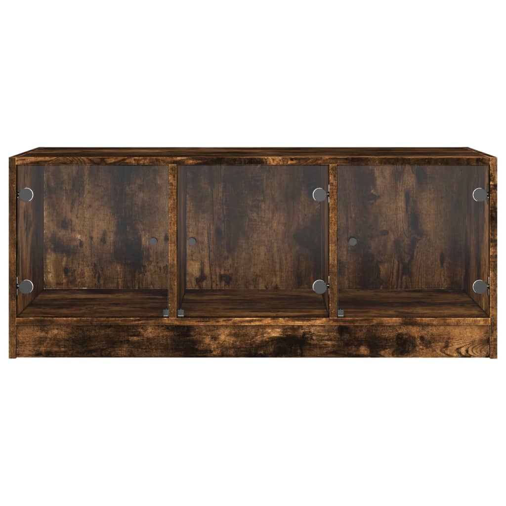 Table basse avec portes en verre chêne fumé 102x50x42 cm - XIOS