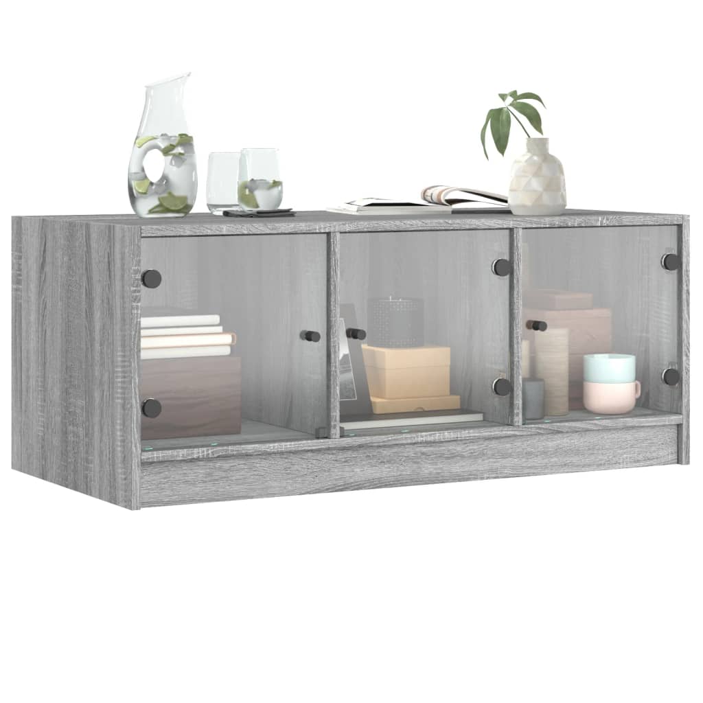 Table basse avec portes en verre sonoma gris 102x50x42 cm - XIOS