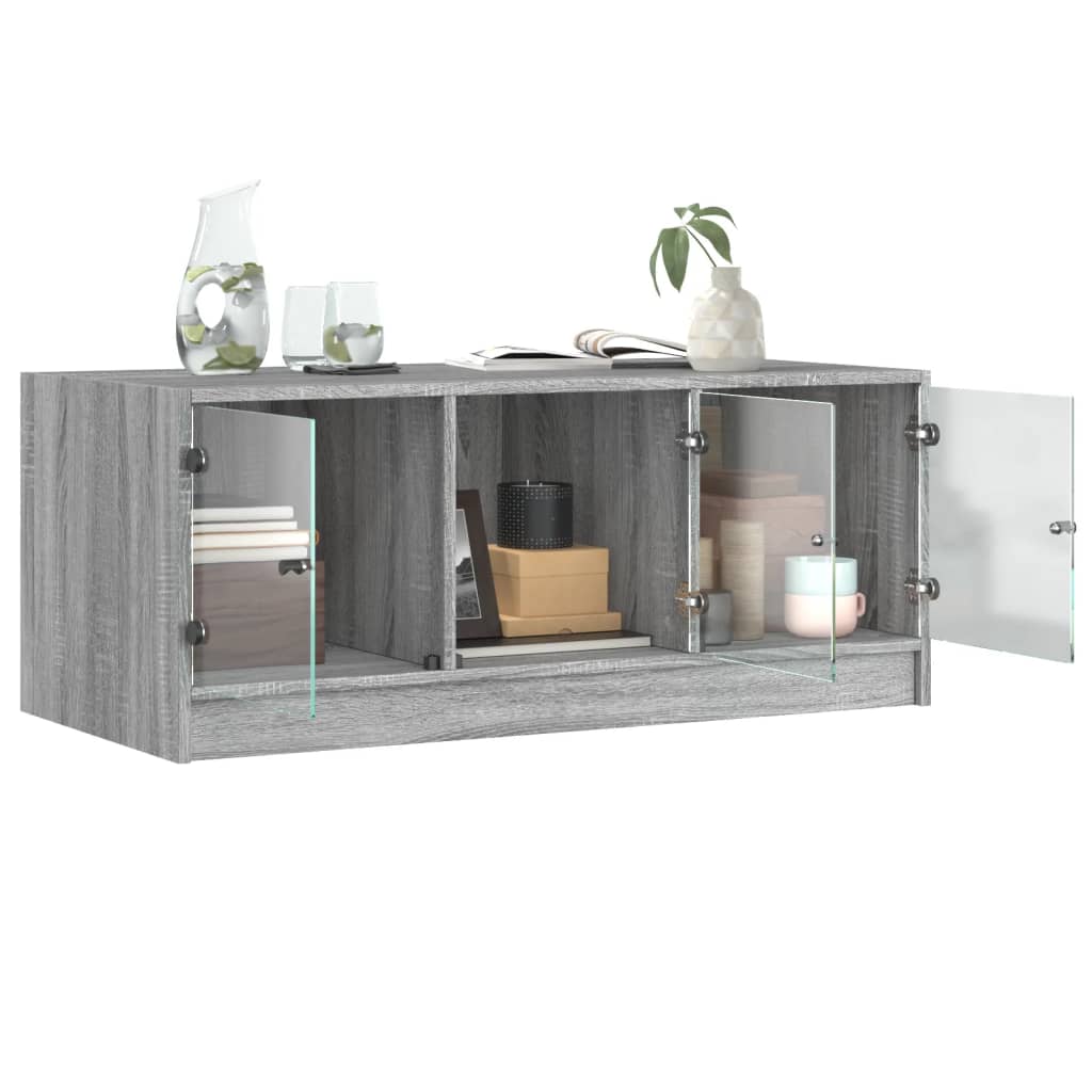 Table basse avec portes en verre sonoma gris 102x50x42 cm - XIOS