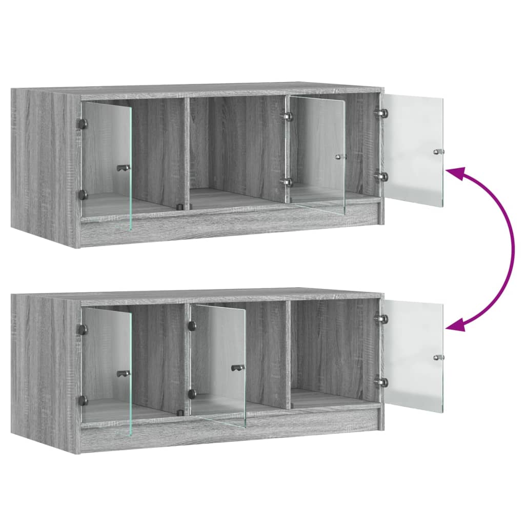 Table basse avec portes en verre sonoma gris 102x50x42 cm - XIOS