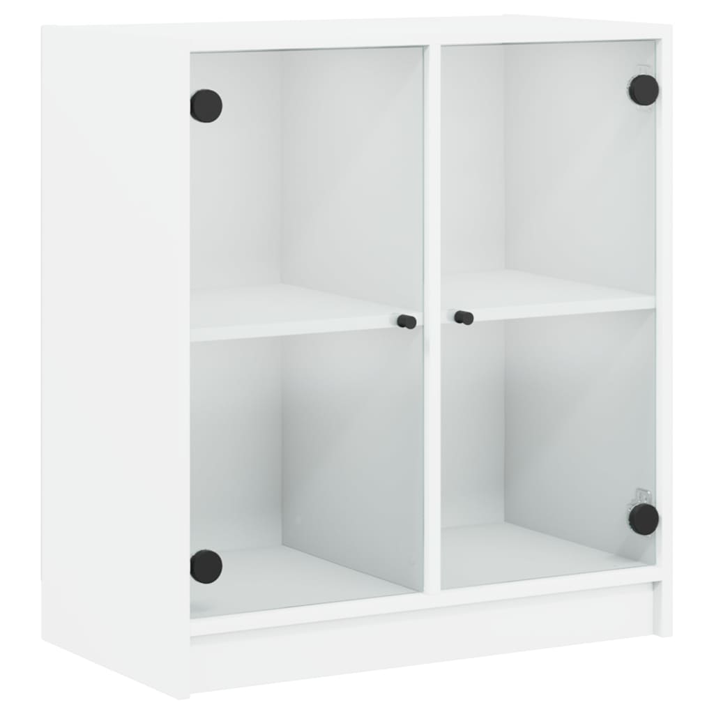 Armoire latérale avec portes en verre blanc 68x37x75,5 cm - XIOS