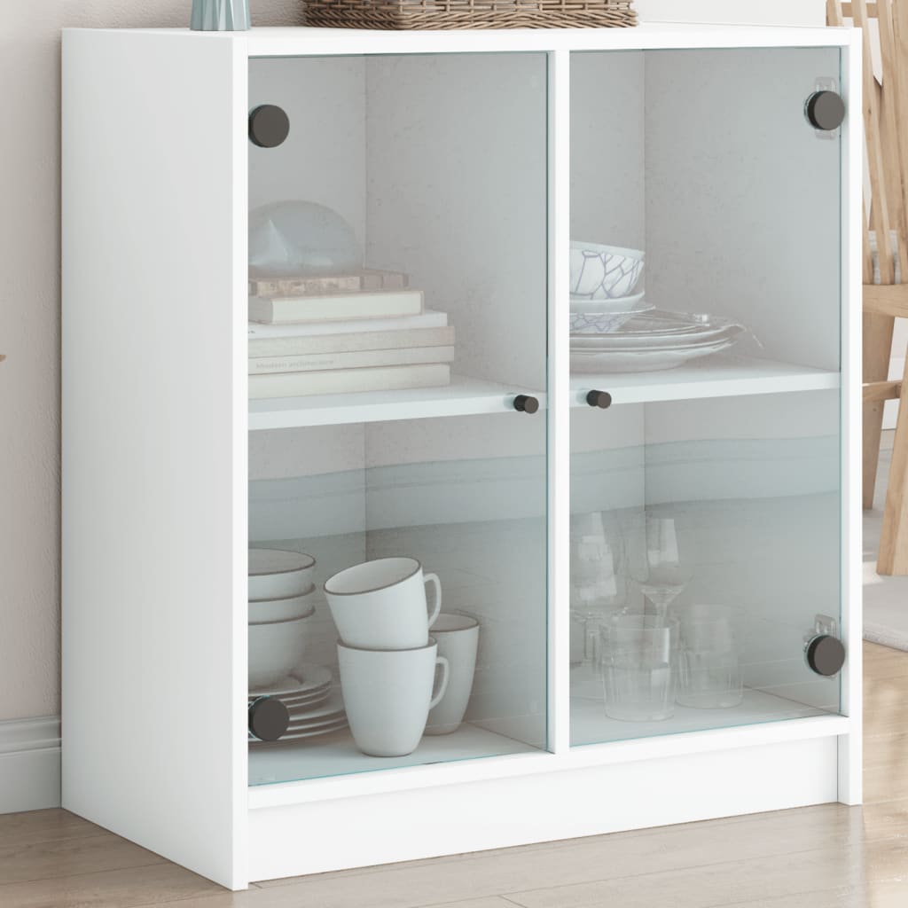 Armoire latérale avec portes en verre blanc 68x37x75,5 cm - XIOS