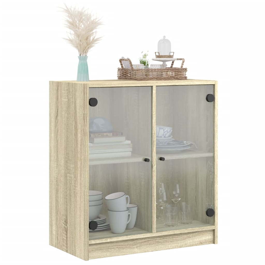 Armoire latérale avec portes en verre chêne sonoma 68x37x75,5cm - XIOS