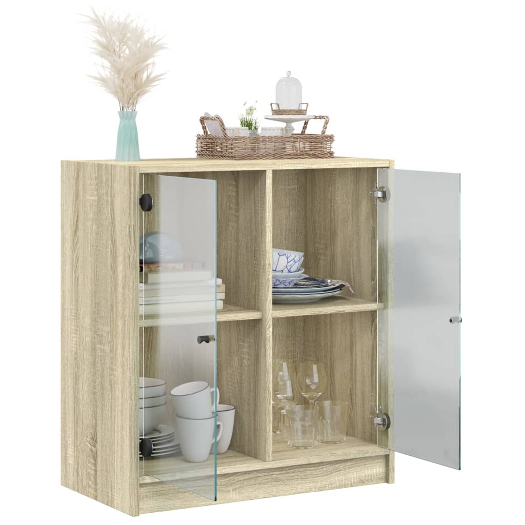 Armoire latérale avec portes en verre chêne sonoma 68x37x75,5cm - XIOS