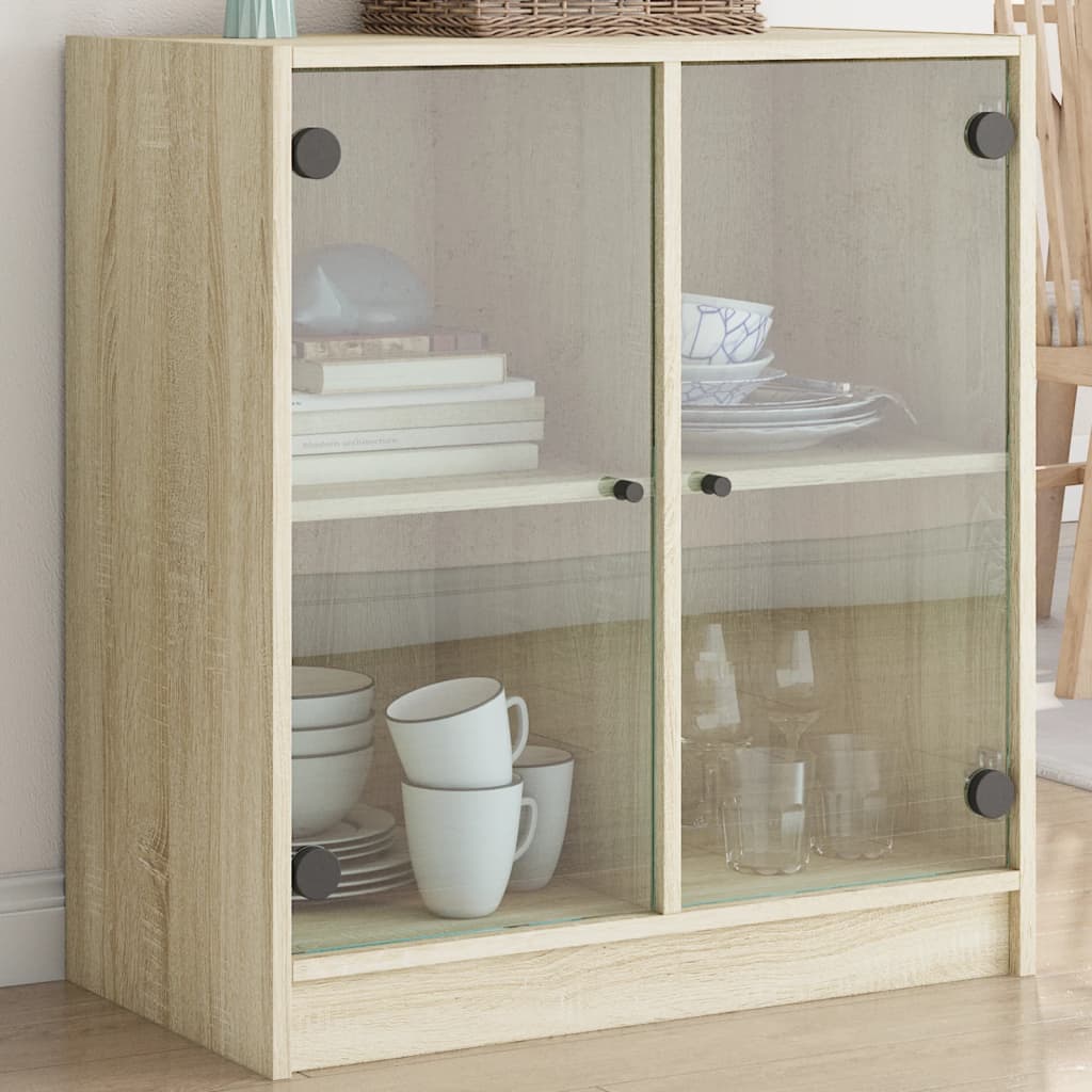 Armoire latérale avec portes en verre chêne sonoma 68x37x75,5cm - XIOS