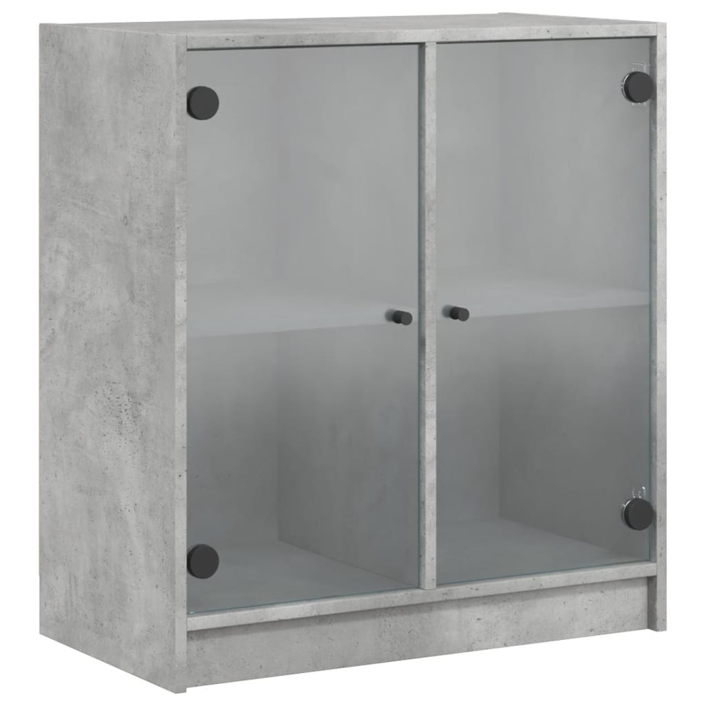 Armoire latérale avec portes en verre gris béton 68x37x75,5 cm - XIOS