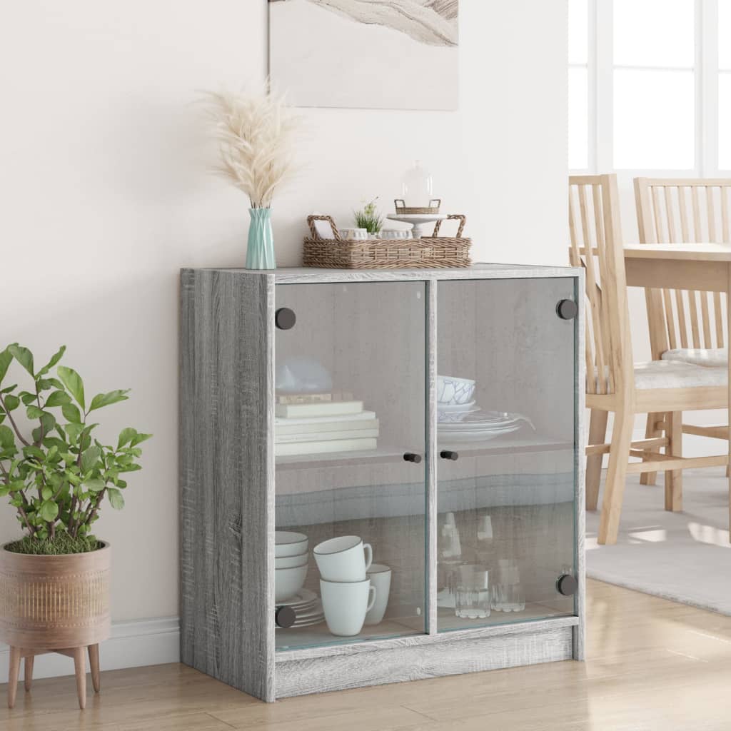 Armoire latérale avec portes en verre sonoma gris 68x37x75,5 cm - XIOS