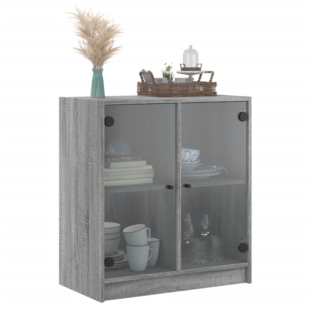 Armoire latérale avec portes en verre sonoma gris 68x37x75,5 cm - XIOS