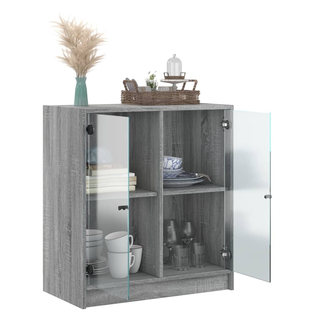 Armoire latérale avec portes en verre sonoma gris 68x37x75,5 cm - XIOS