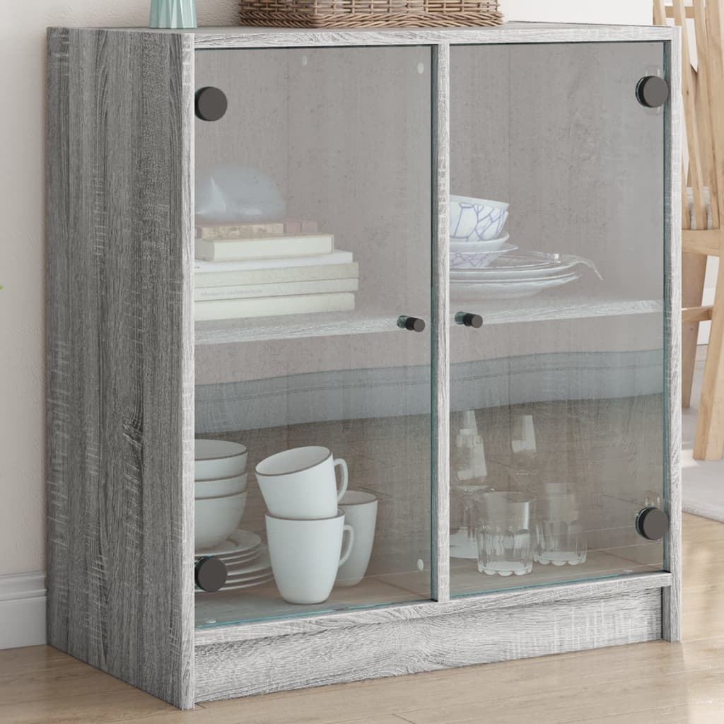 Armoire latérale avec portes en verre sonoma gris 68x37x75,5 cm - XIOS
