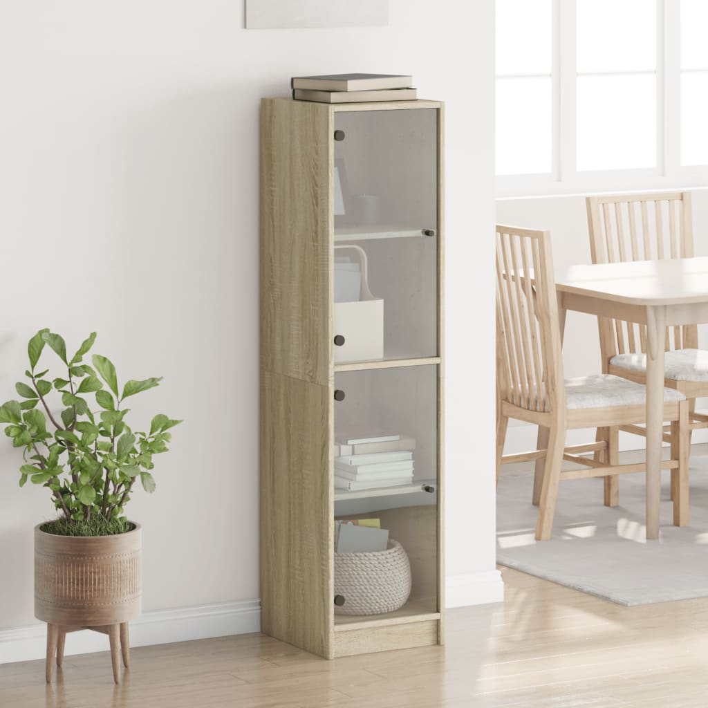 Buffet avec portes en verre chêne sonoma 35x37x142 cm - XIOS