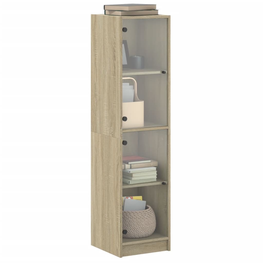 Buffet avec portes en verre chêne sonoma 35x37x142 cm - XIOS