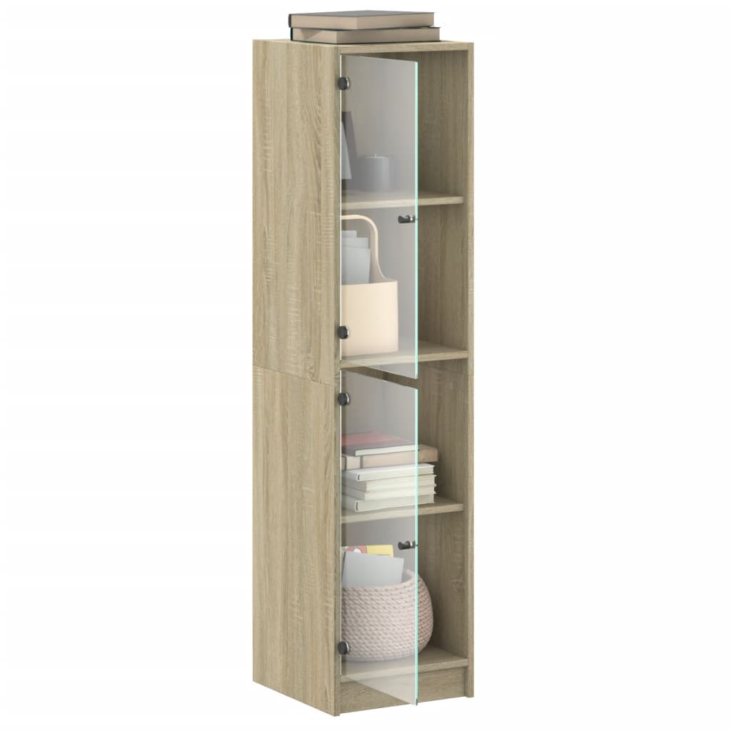 Buffet avec portes en verre chêne sonoma 35x37x142 cm - XIOS