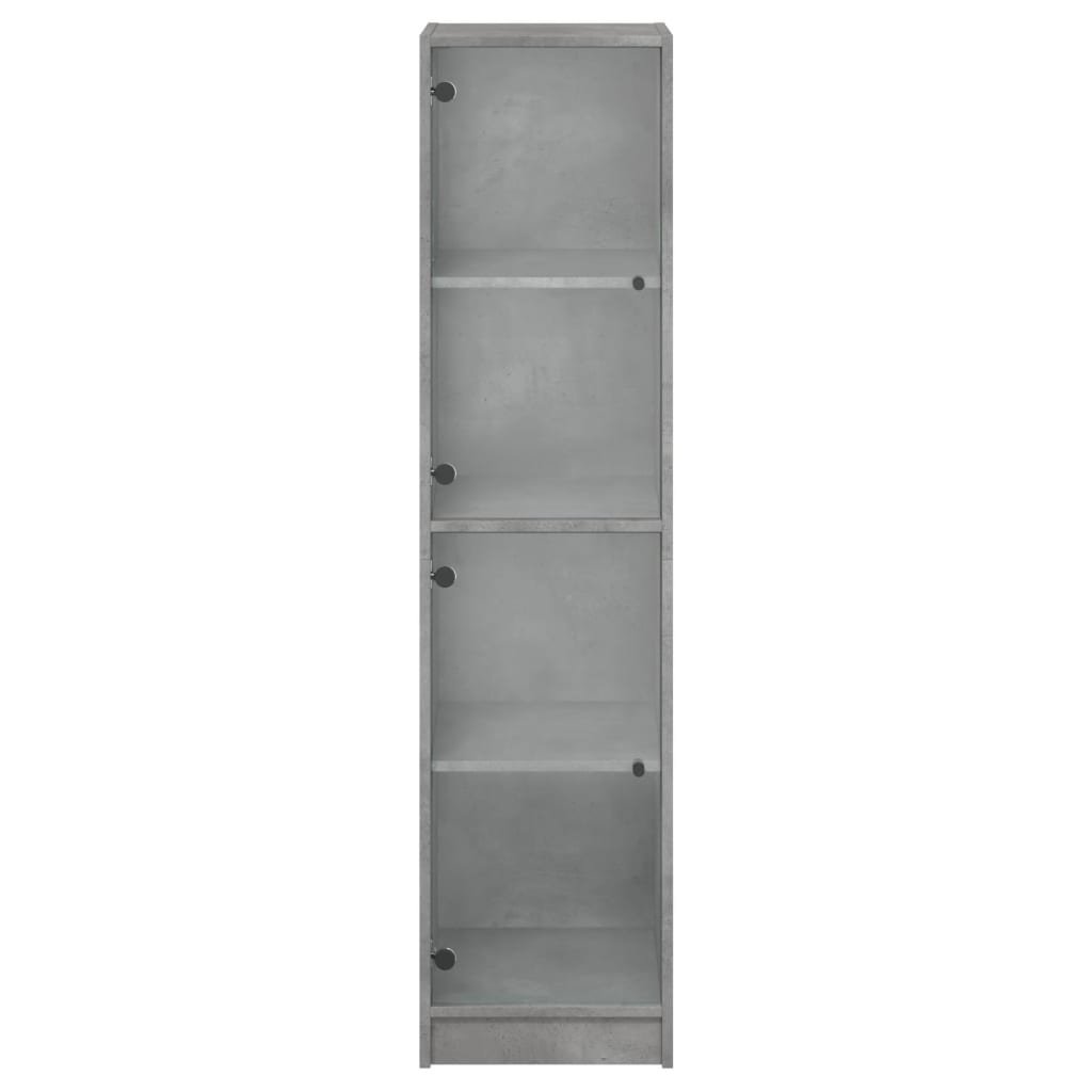 Buffet avec portes en verre gris béton 35x37x142 cm