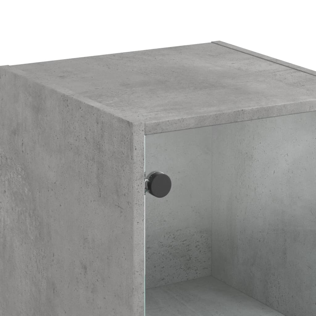 Buffet avec portes en verre gris béton 35x37x142 cm