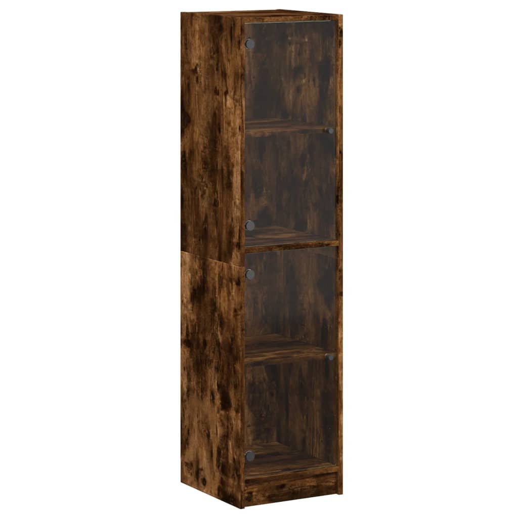 Buffet avec portes en verre chêne fumé 35x37x142 cm - XIOS