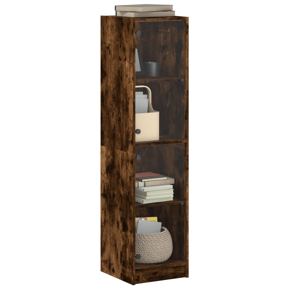 Buffet avec portes en verre chêne fumé 35x37x142 cm - XIOS