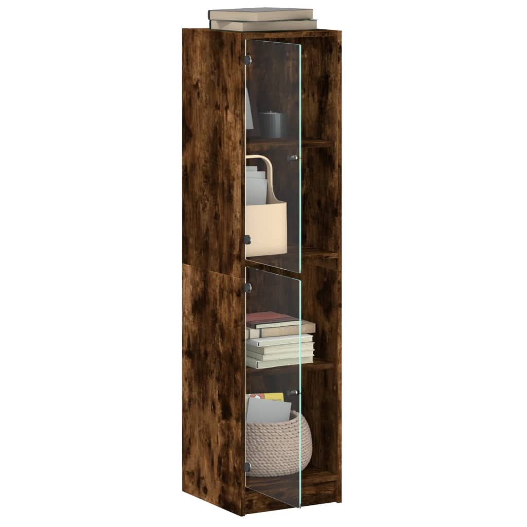 Buffet avec portes en verre chêne fumé 35x37x142 cm - XIOS