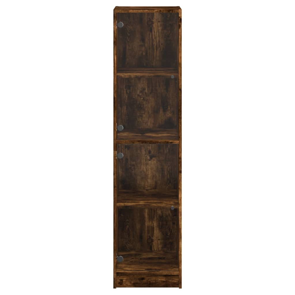 Buffet avec portes en verre chêne fumé 35x37x142 cm - XIOS
