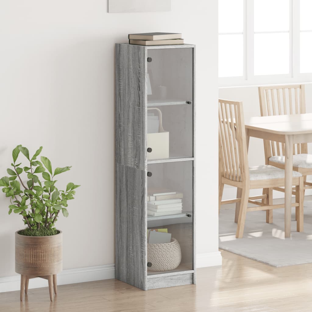 Buffet avec portes en verre sonoma gris 35x37x142 cm - XIOS