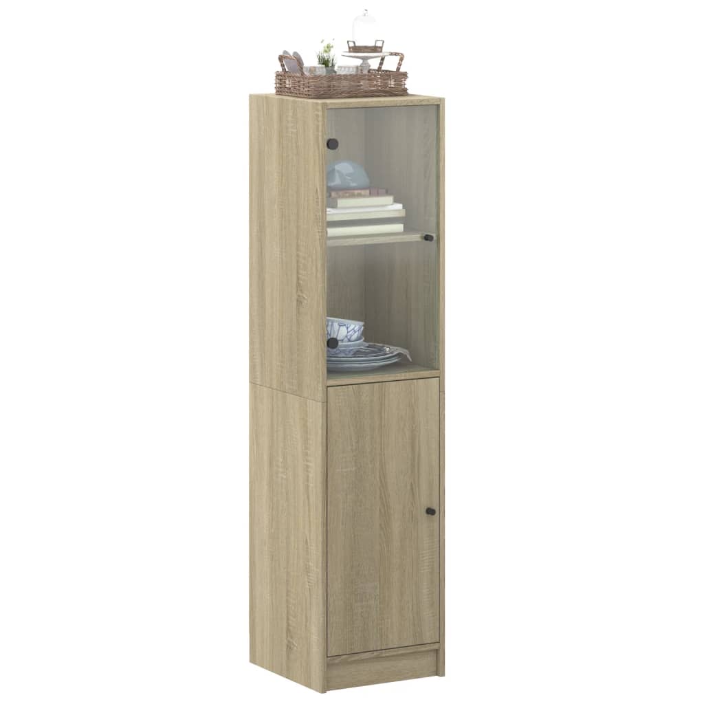 Buffet avec porte en verre chêne sonoma 35x37x142 cm - XIOS