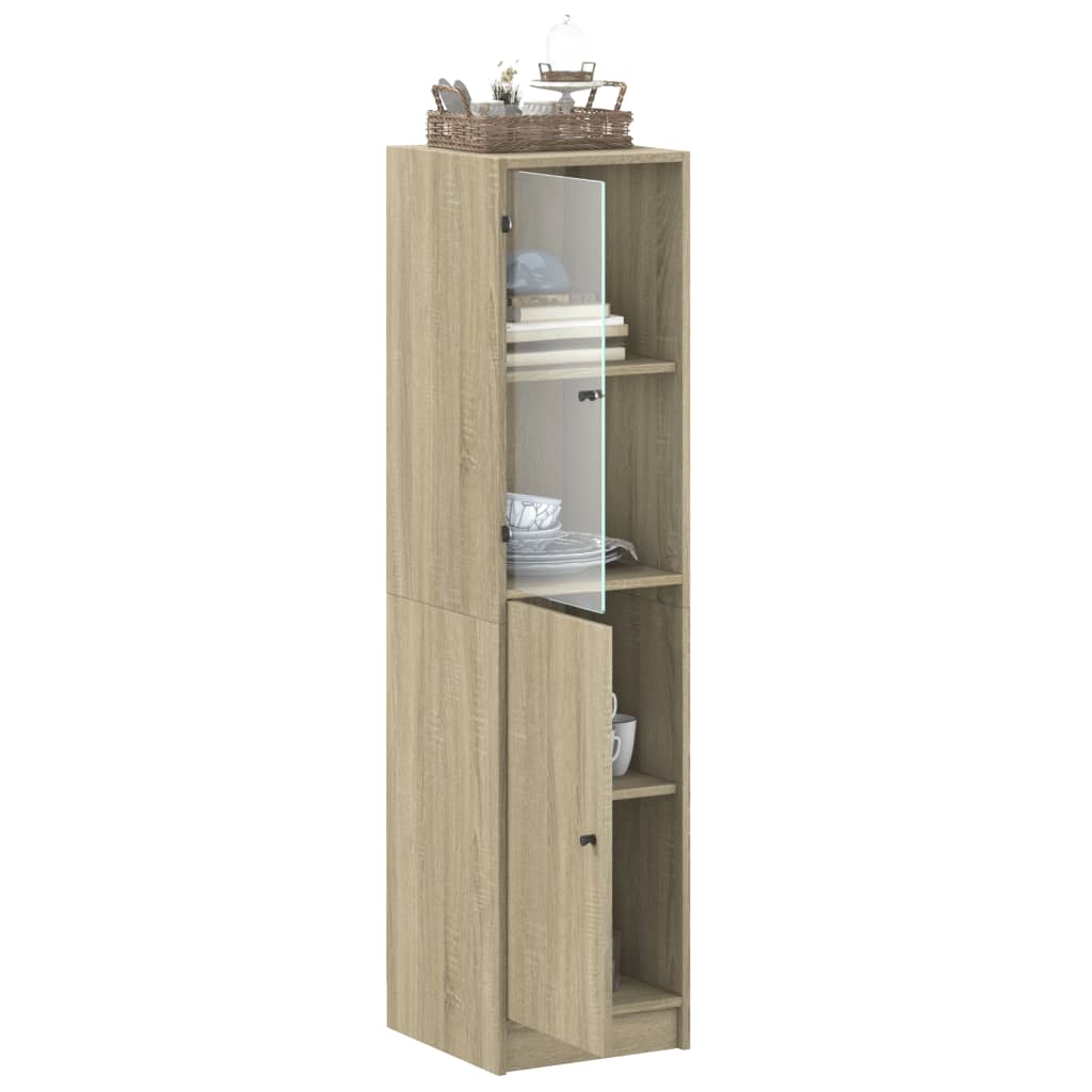 Buffet avec porte en verre chêne sonoma 35x37x142 cm - XIOS