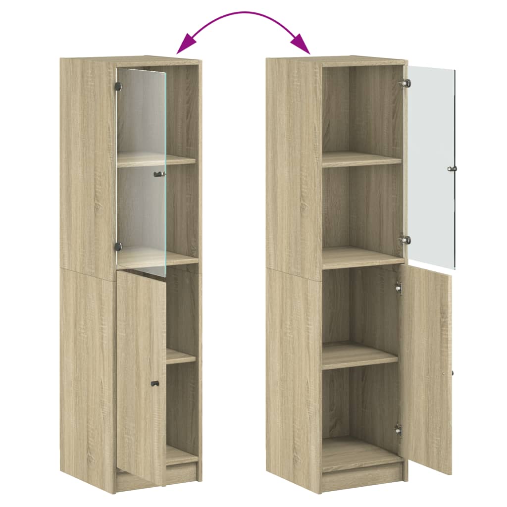 Buffet avec porte en verre chêne sonoma 35x37x142 cm - XIOS