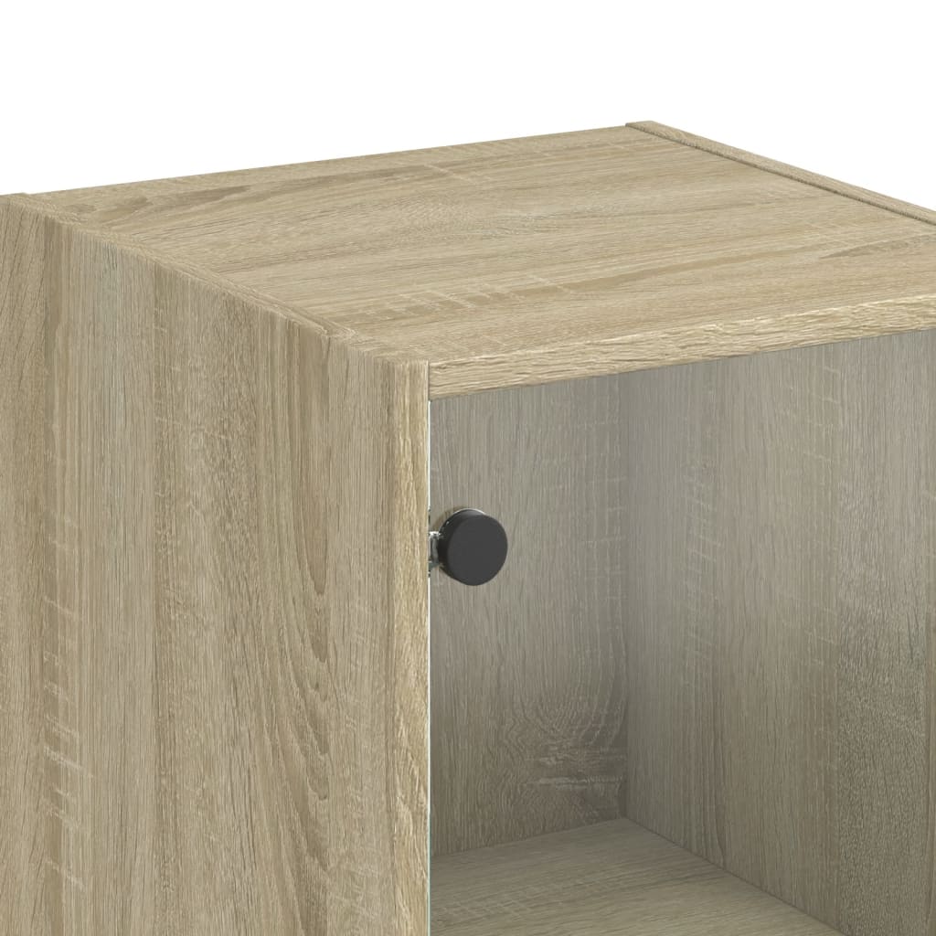 Buffet avec porte en verre chêne sonoma 35x37x142 cm - XIOS