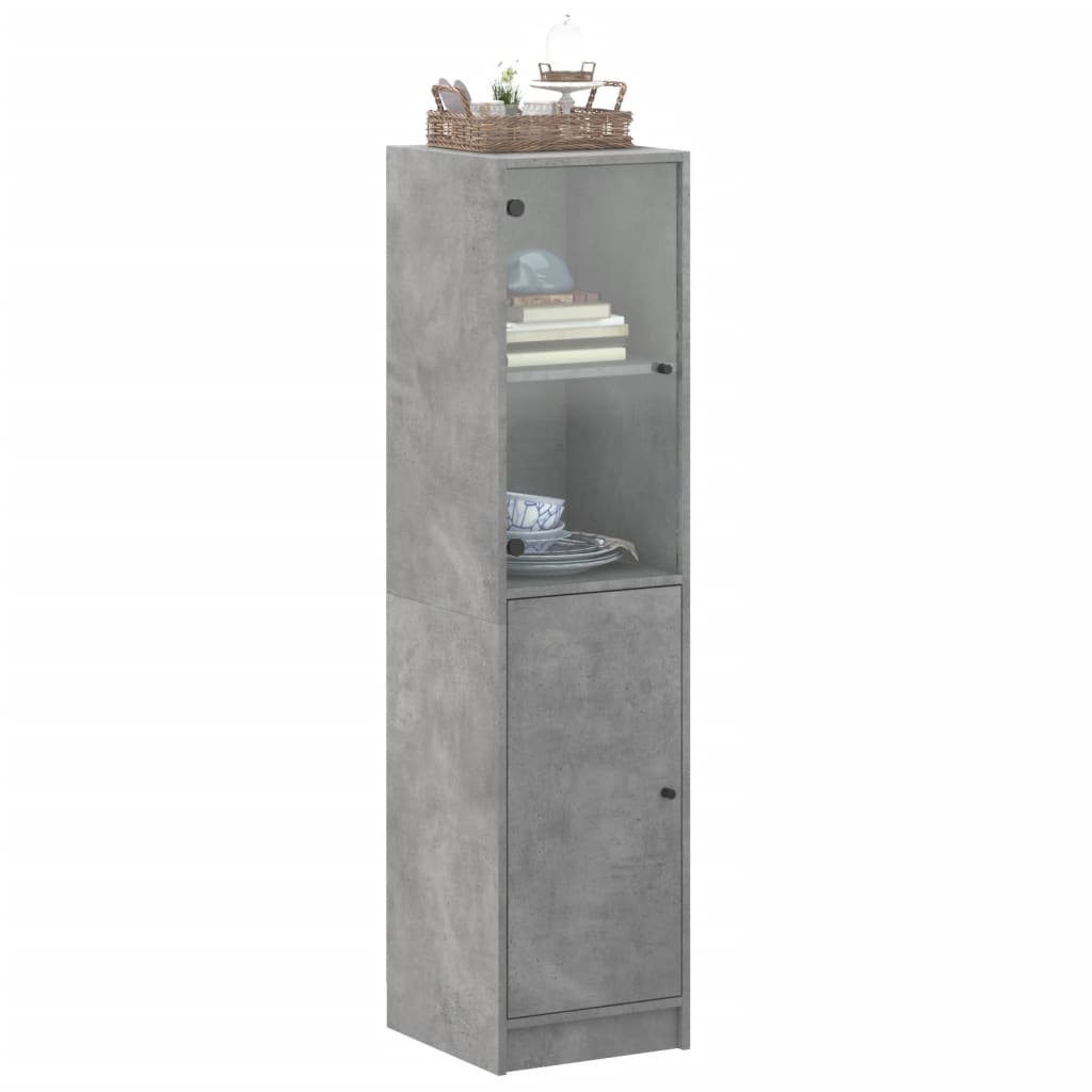 Buffet avec porte en verre gris béton 35x37x142 cm - XIOS