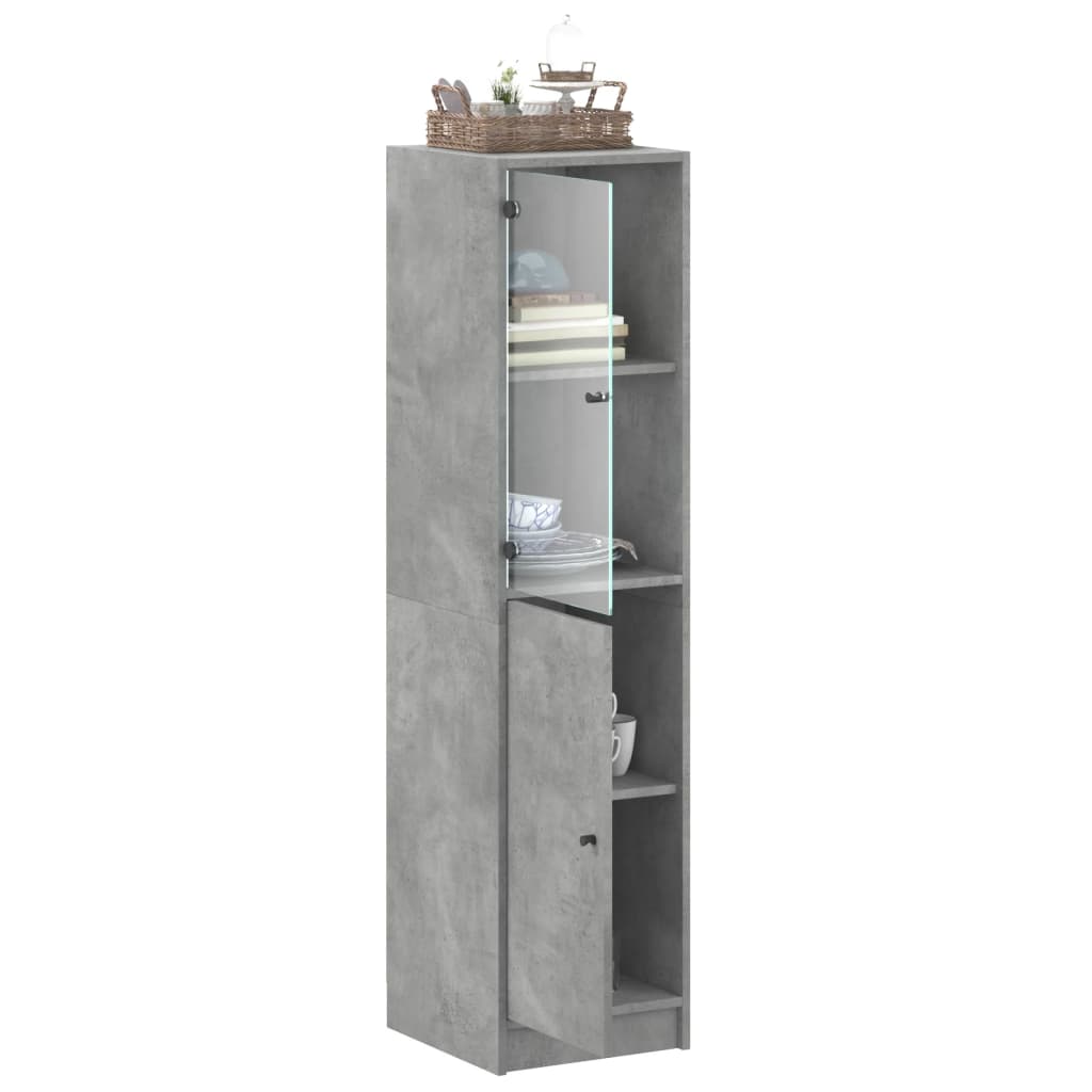 Buffet avec porte en verre gris béton 35x37x142 cm - XIOS