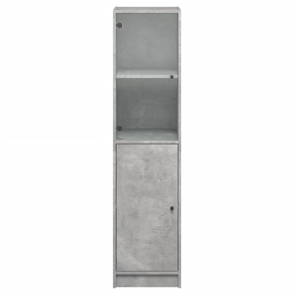 Buffet avec porte en verre gris béton 35x37x142 cm - XIOS